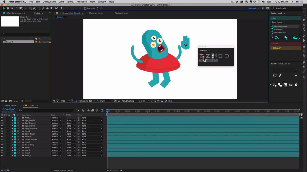 Demonstration of Overlord 2 plug-in converting Adobe Illustrator vectors to After Effects layers